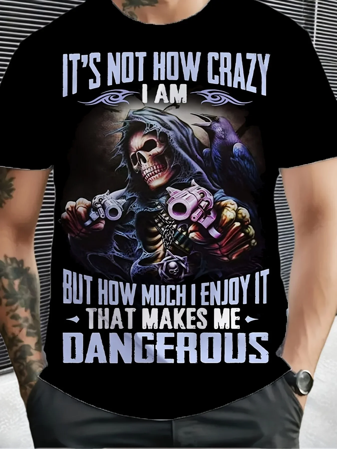 T-shirt à motif de crâne pour  - 3D Printing Quotes avis et prix